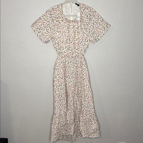 NWT J. Crew Eden Cotton Poplin Side Cut Out Meadow Florals Midi Dress Size 10 - Picture 3 of 7